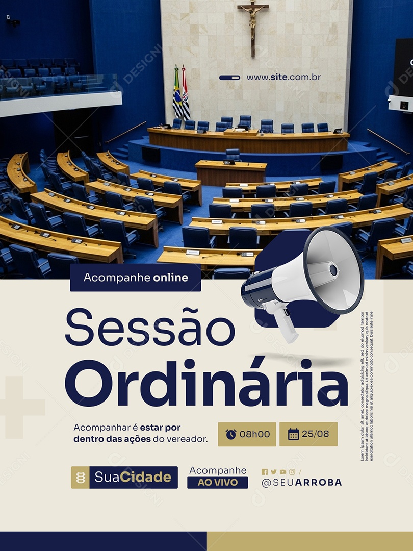 Política Acompanhe Online Sessão Ordinária Social Media PSD Editável