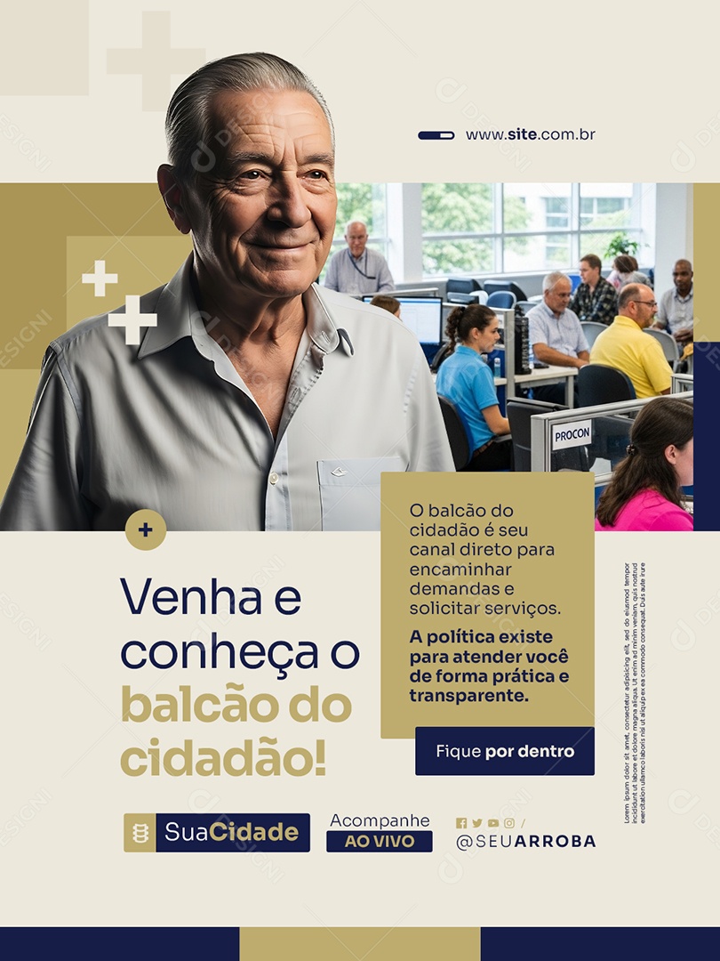 Política Venha e Conheça o Balcão do Cidadão Social Media PSD Editável