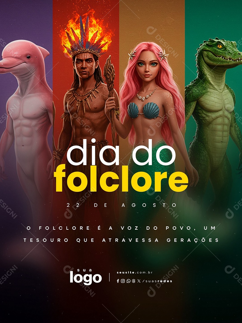 Dia do Folclore 22 de Agosto A Voz do Povo Social Media PSD Editável