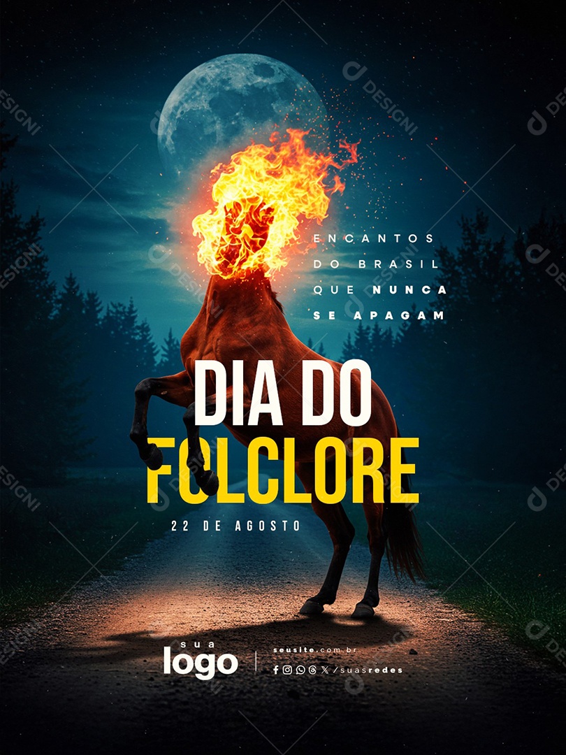 Dia do Folclore 22 de Agosto Encantos do Brasil Social Media PSD Editável