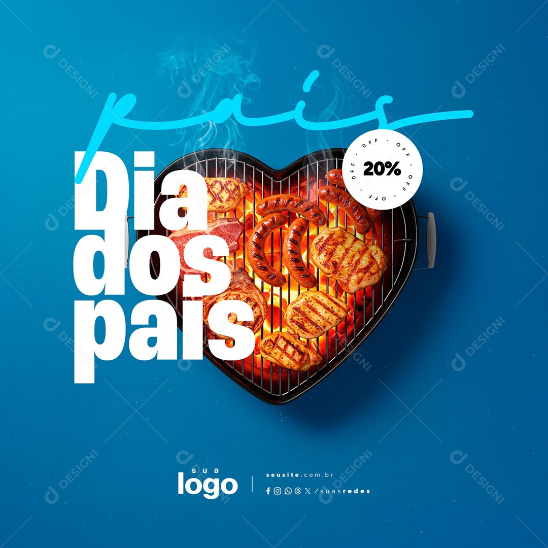 Churrascaria Dia dos Pais 20% Off Social Media PSD Editável