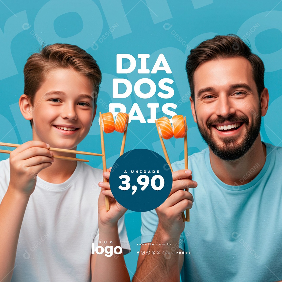 Restaurante Japonês Dia dos Pais Sushi Social Media PSD Editável