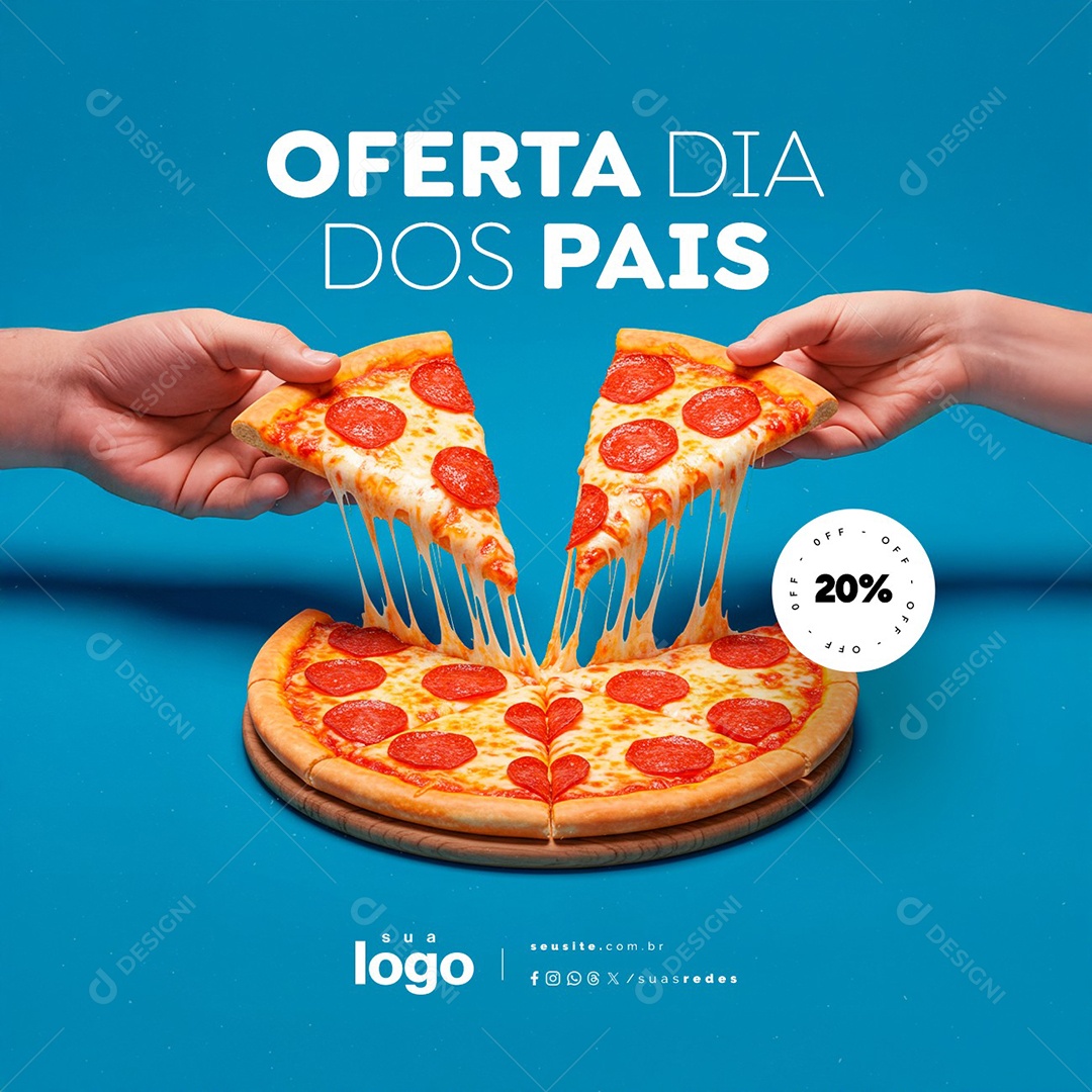 Pizzaria Oferta Dia dos Pais 20% Off Social Media PSD Editável