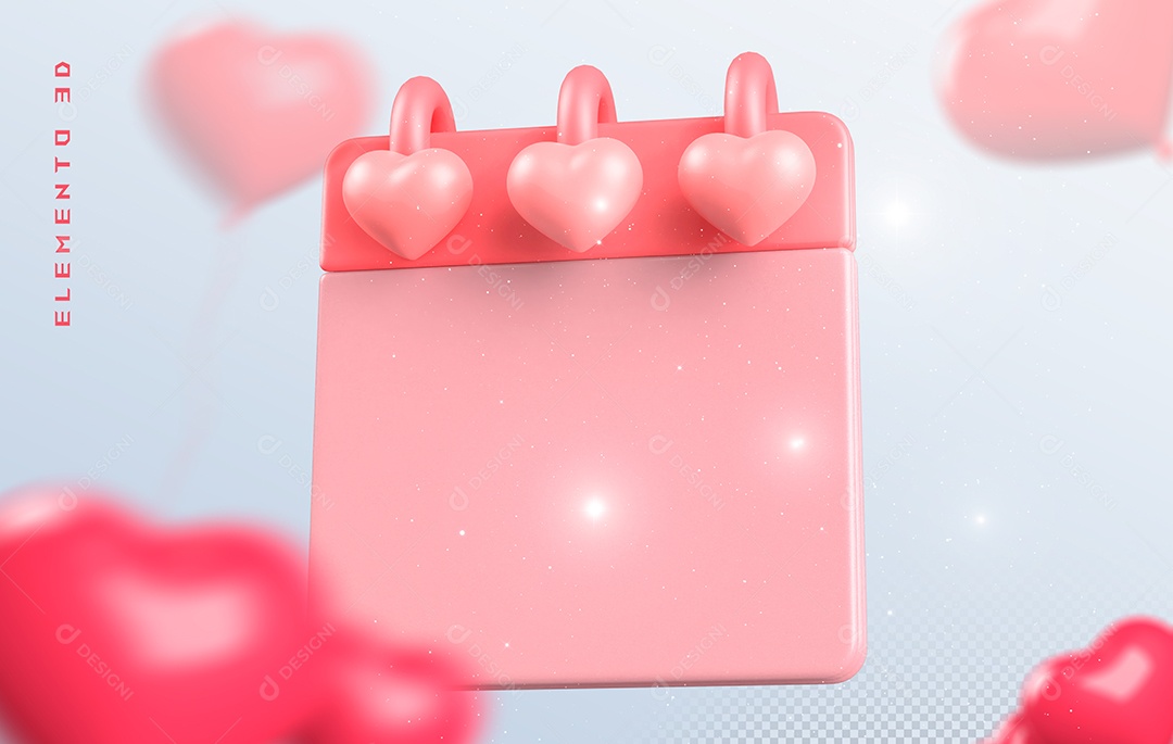 Calendário Sem Número Elemento 3D Rosa Para Composição PSD