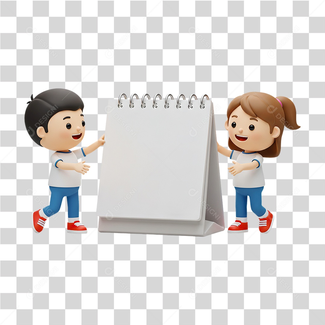 Crianças Apresentando um Bloco de Notas PNG Transparente