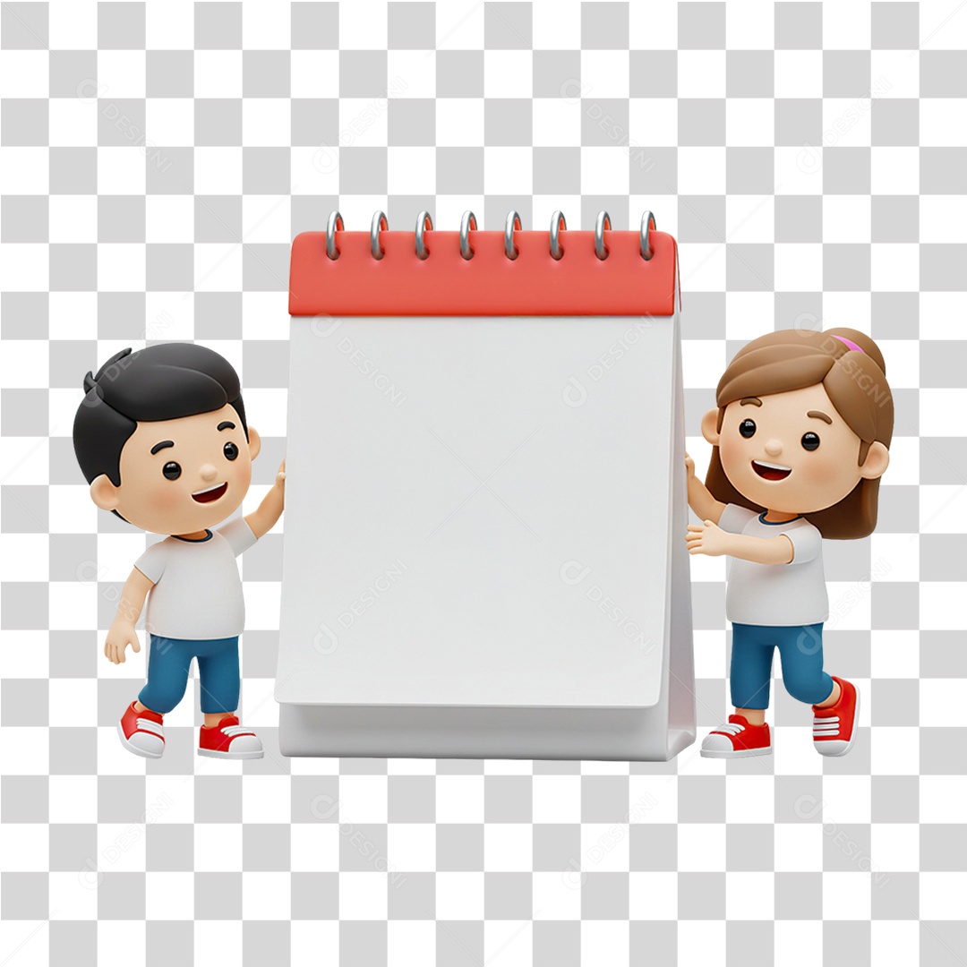 Crianças Apresentando um Calendário PNG Transparente