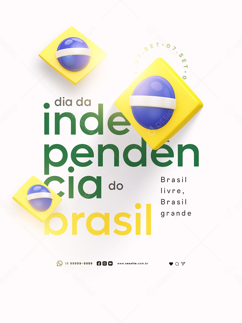 Dia da Independência do Brasil 07 de Setembro Brasil Livre Social Media PSD Editável