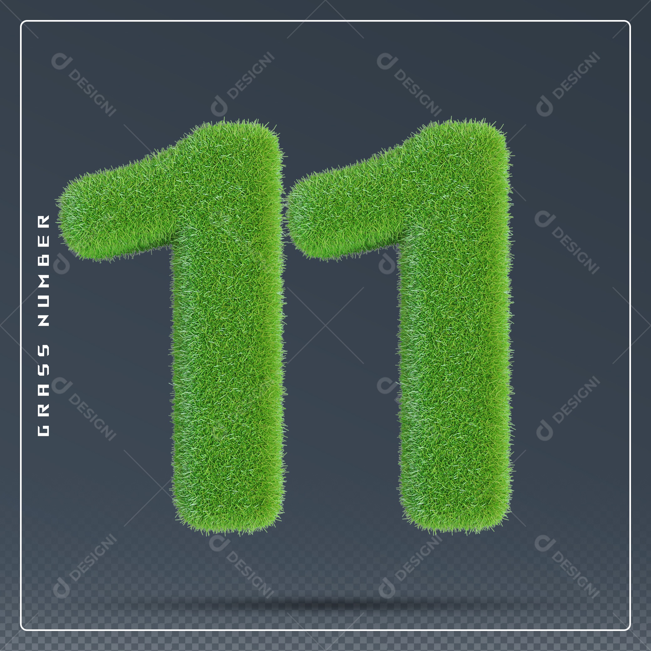 Elemento 3D Número 11 Verde para Composição PSD