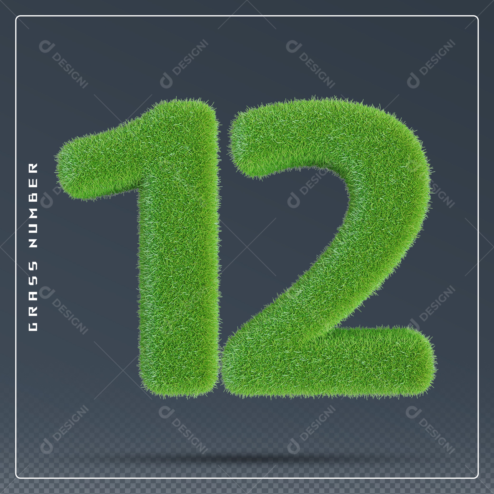 Elemento 3D Número 12 Verde para Composição PSD