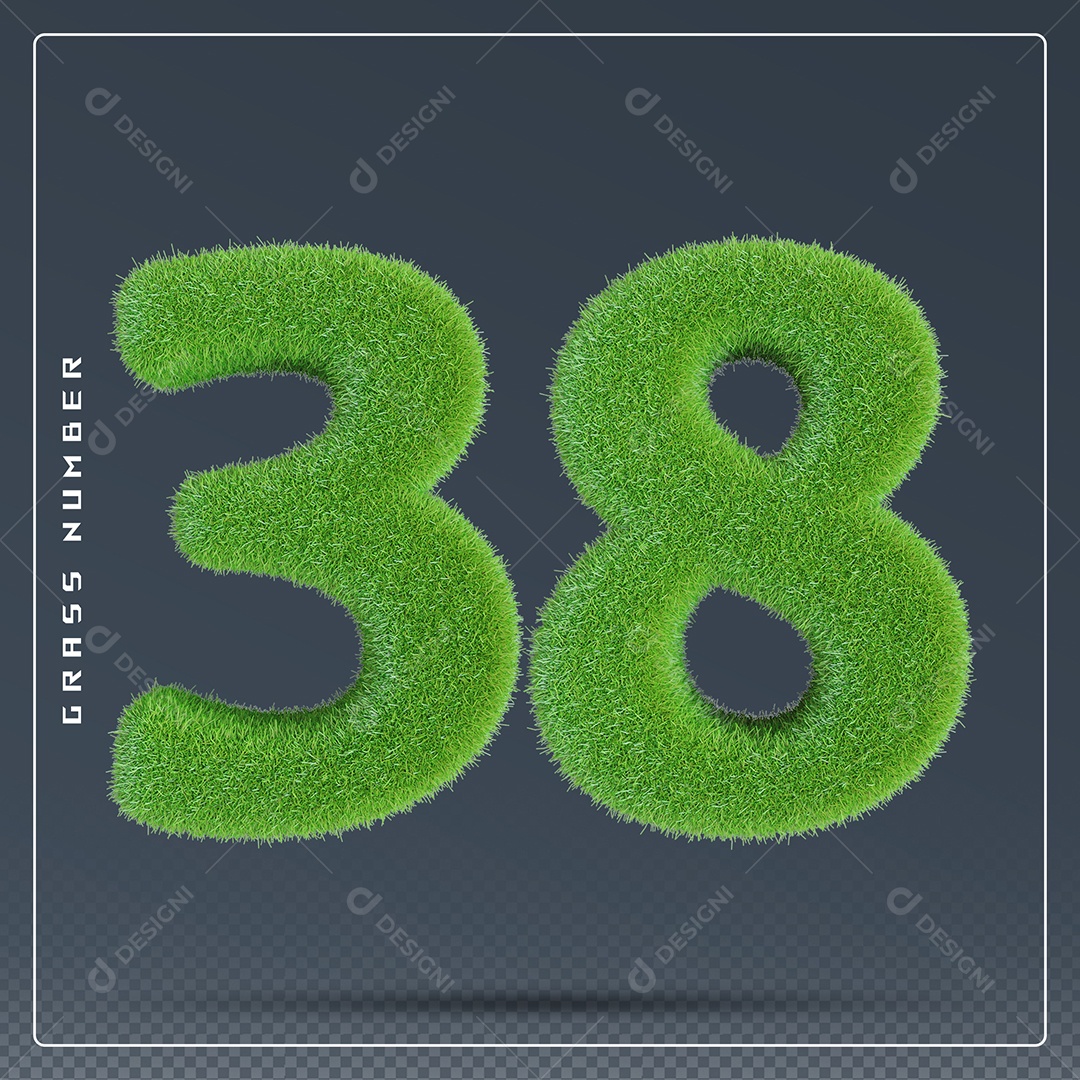 Elemento 3D Número 38 Verde para Composição PSD