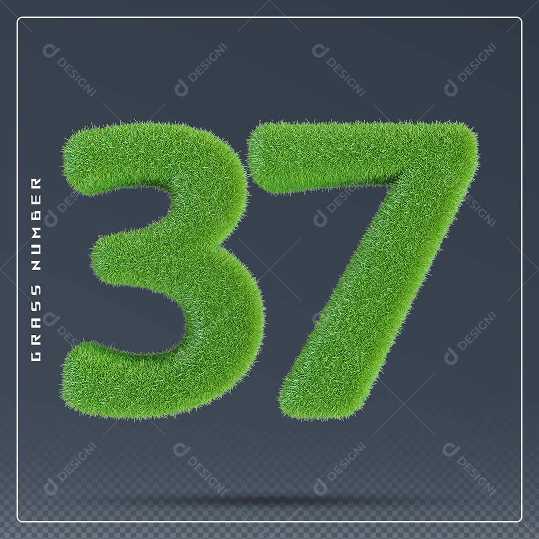 Elemento 3D Número 37 Verde para Composição PSD