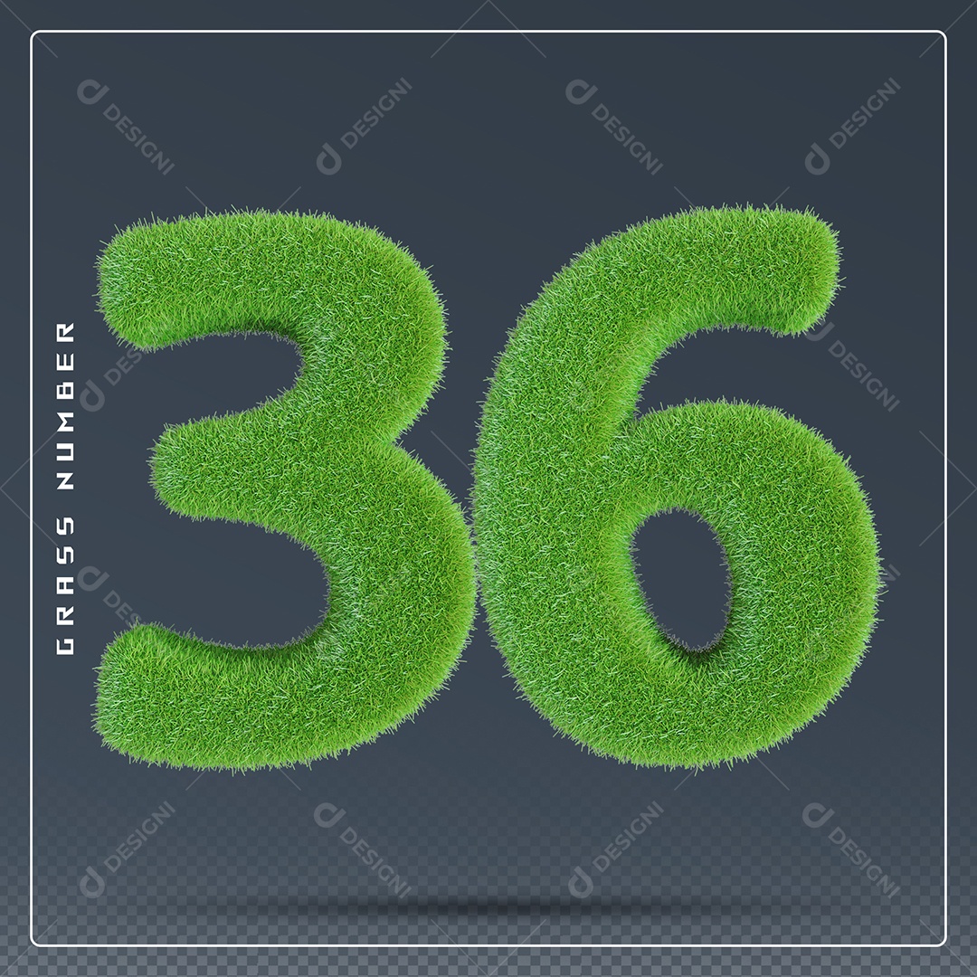 Elemento 3D Número 36 Verde para Composição PSD