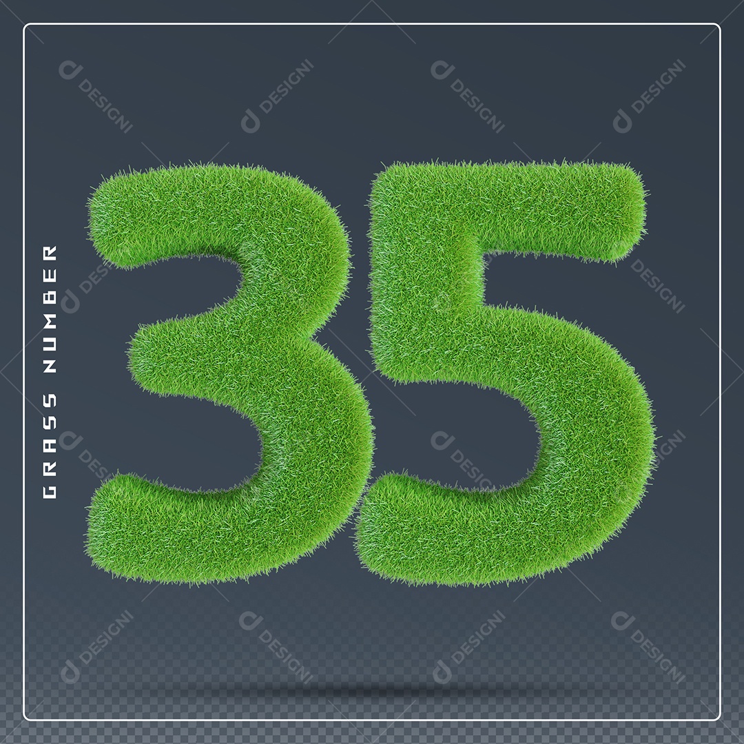 Elemento 3D Número 35 Verde para Composição PSD