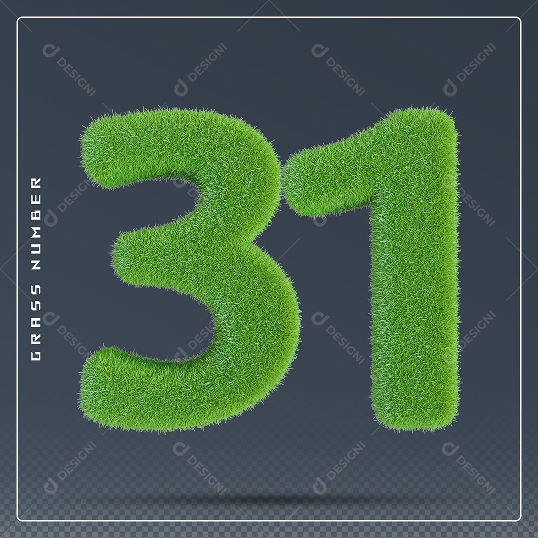 Elemento 3D Número 31 Verde para Composição PSD