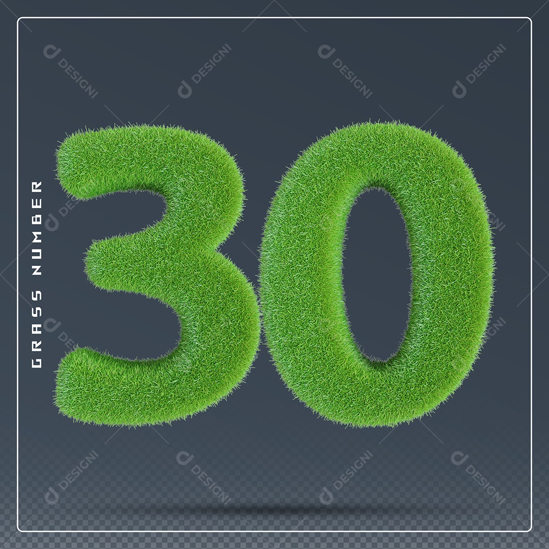 Elemento 3D Número 30 Verde para Composição PSD