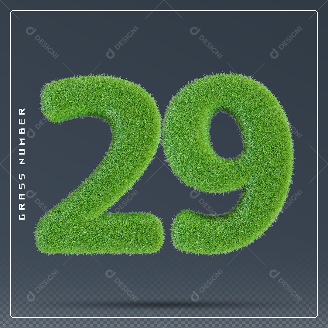 Elemento 3D Número 29 Verde para Composição PSD