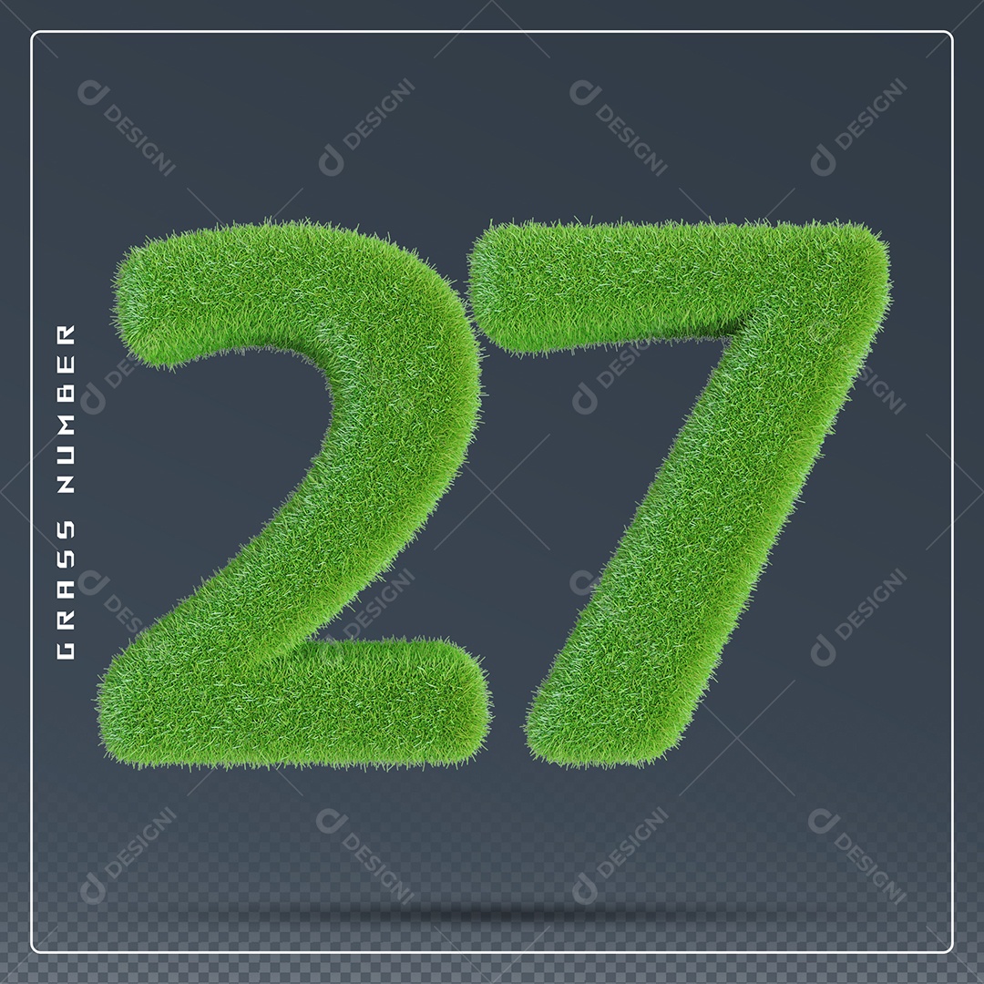 Elemento 3D Número 27  Verde para Composição PSD