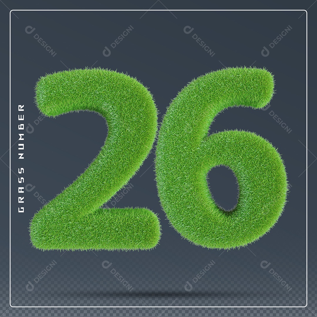 Elemento 3D Número 26 Verde para Composição PSD