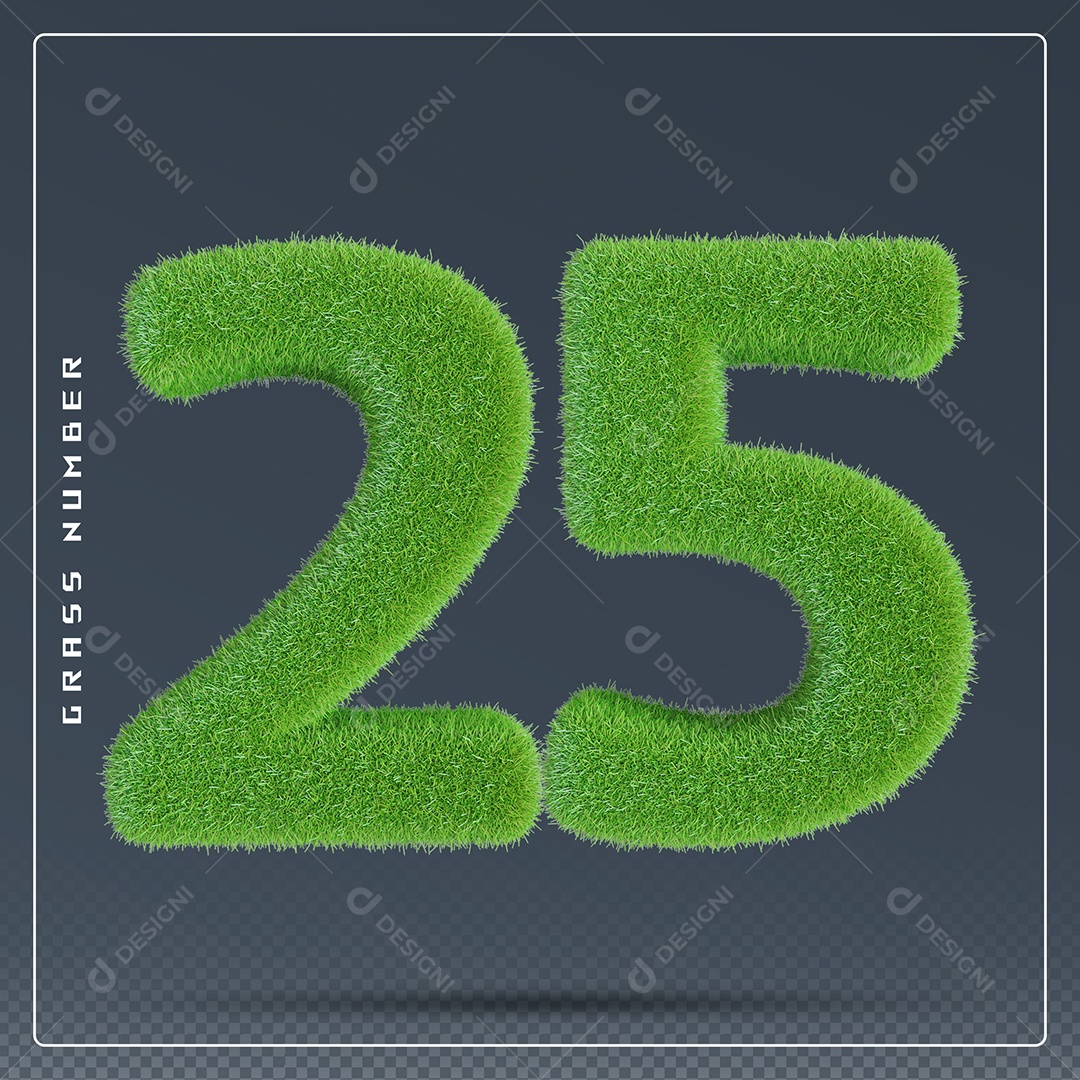 Elemento 3D Número 25 Verde para Composição PSD