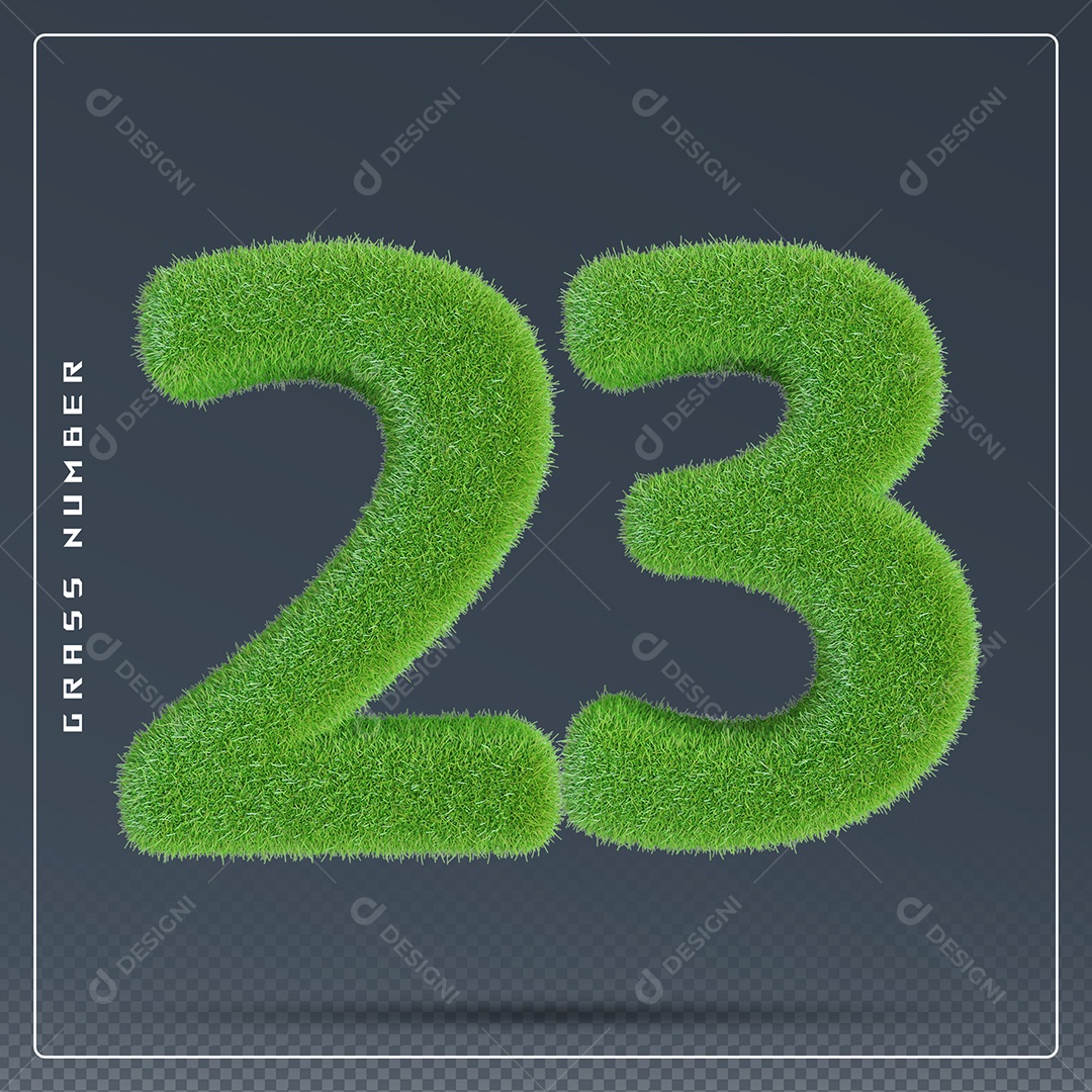 Elemento 3D Número 23 Verde para Composição PSD