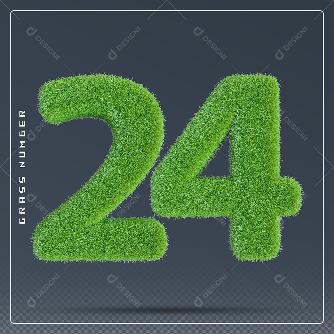 Elemento 3D Número 24 Verde para Composição PSD