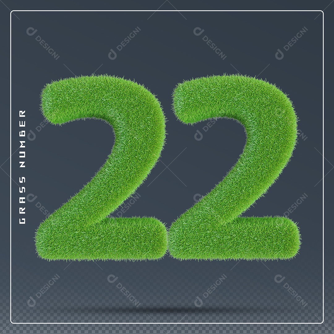 Elemento 3D Número 22 Verde para Composição PSD