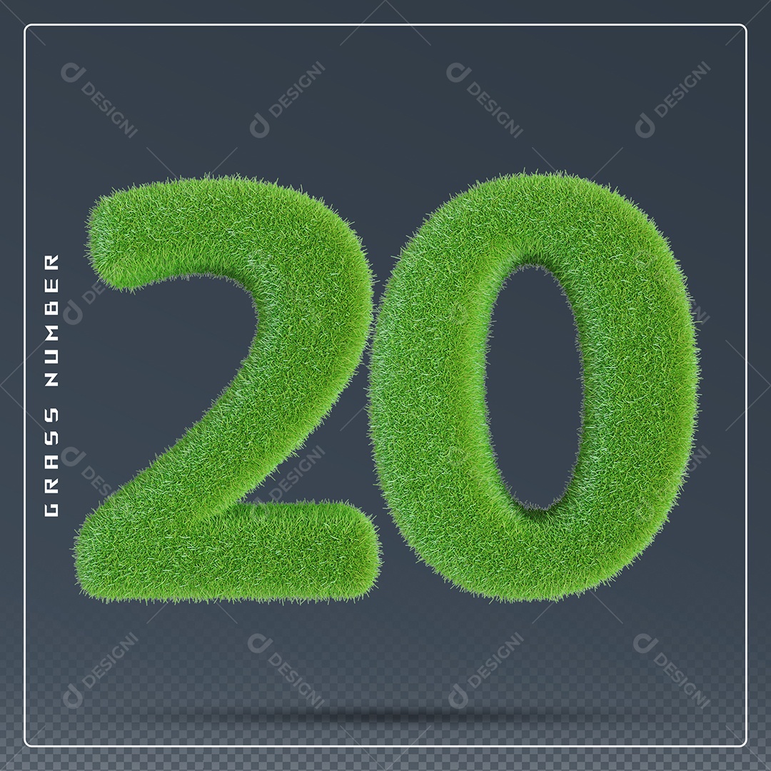 Elemento 3D Número 19 Verde para Composição PSD