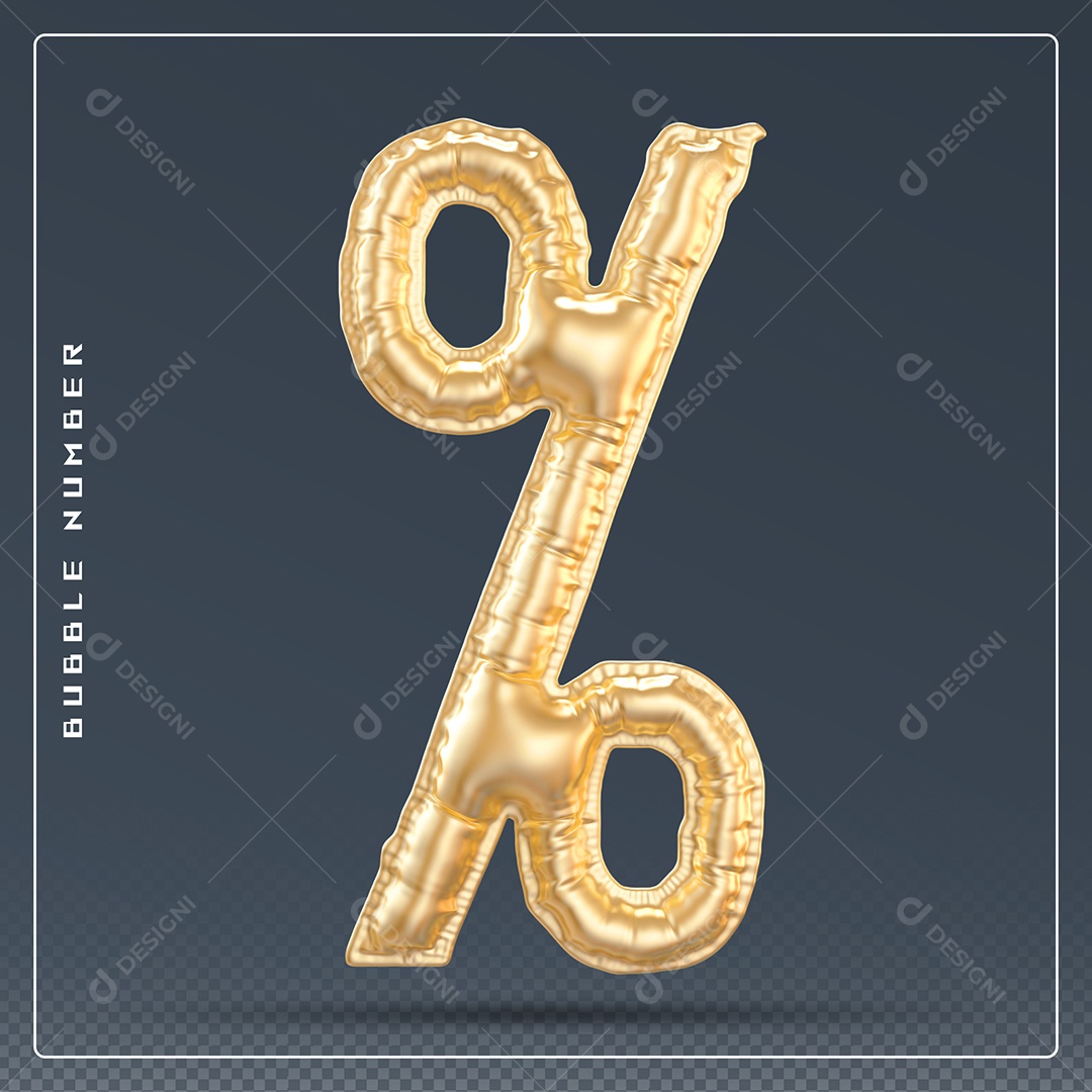Símbolo 3D Dourado De Porcentagem Para Composição PSD