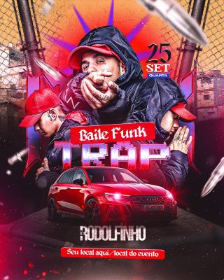 Flyer Baile Funk Trap Rodolfinho 25 Set Quarta Flyer Evento PSD Editável
