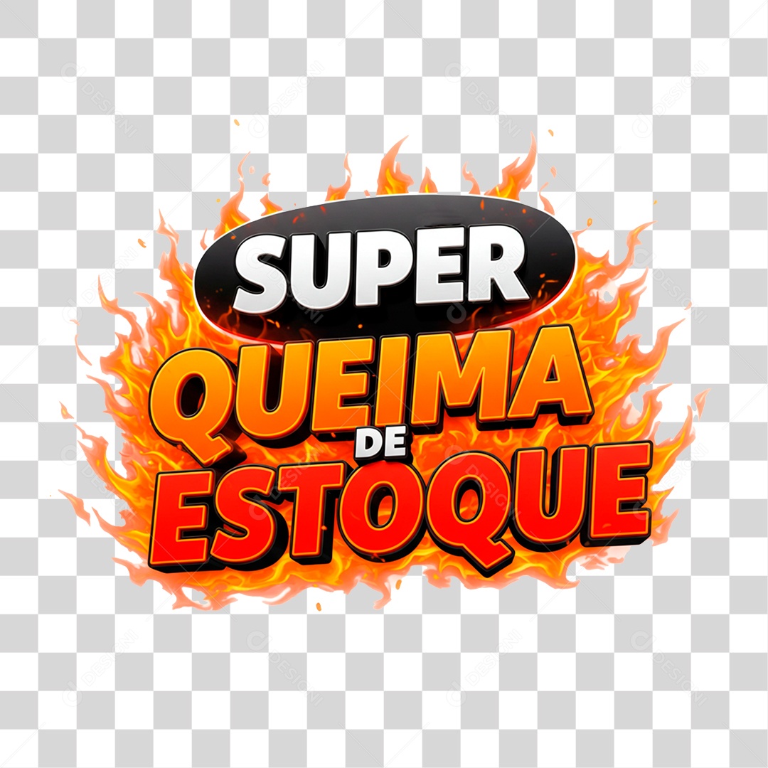 Selo 3D Super Queima de Estoque PNG Transparente