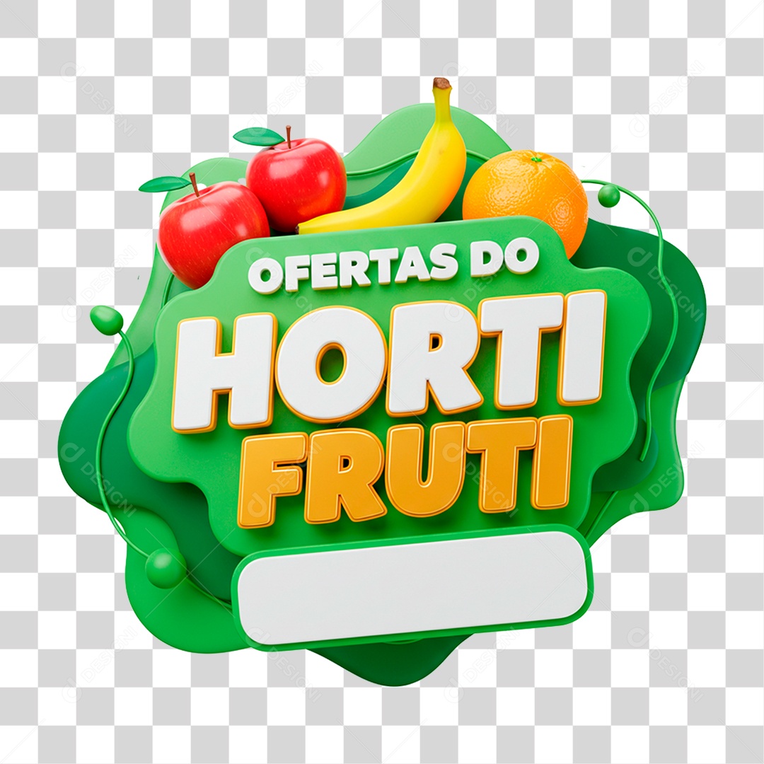 Selo 3D Ofertas do Hortifrúti PNG Transparente