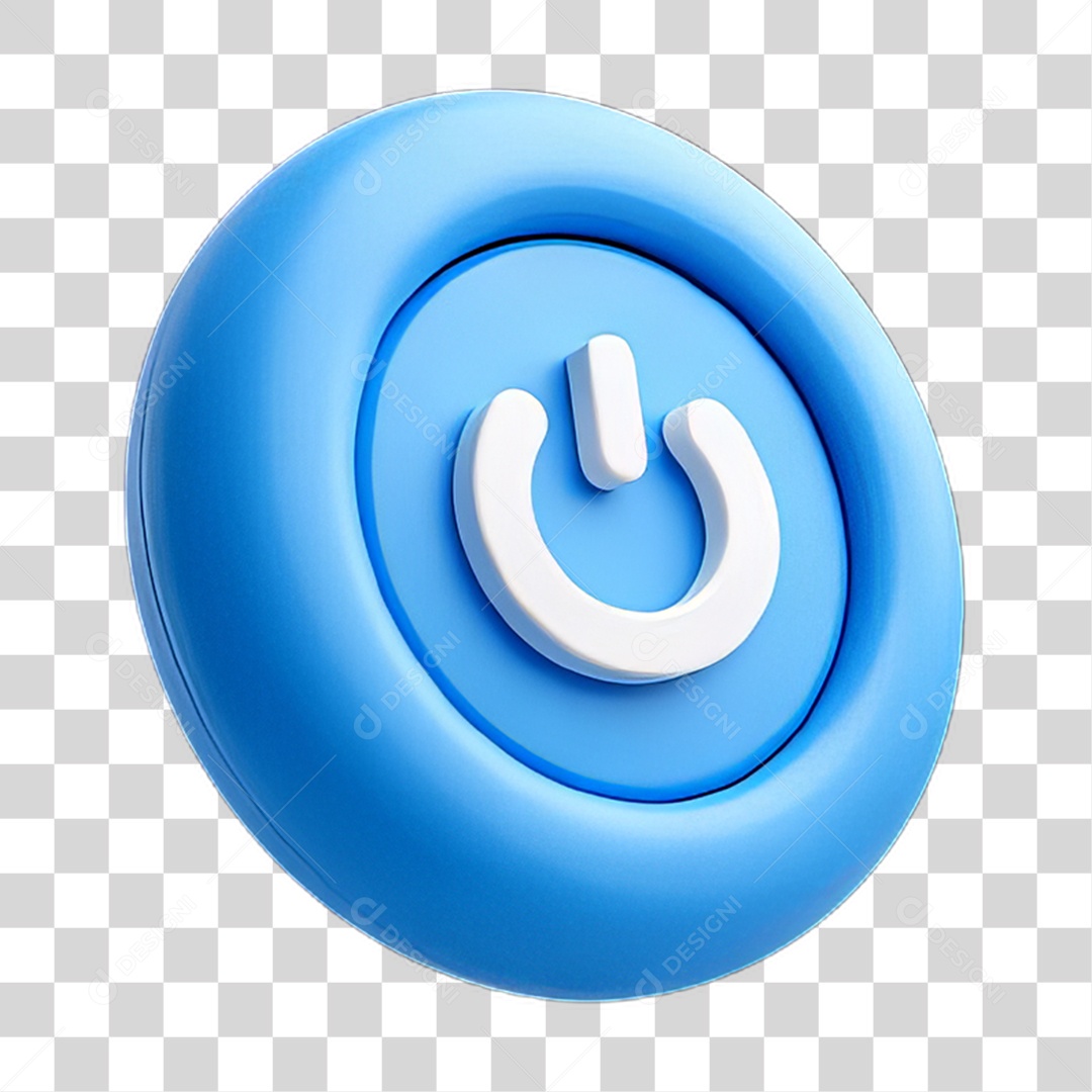 Selo 3D Ícone Botão Power PNG Transparente