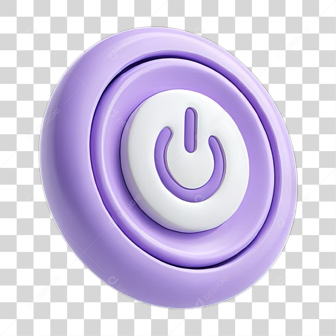 Ícone 3D Botão Power PNG Transparente