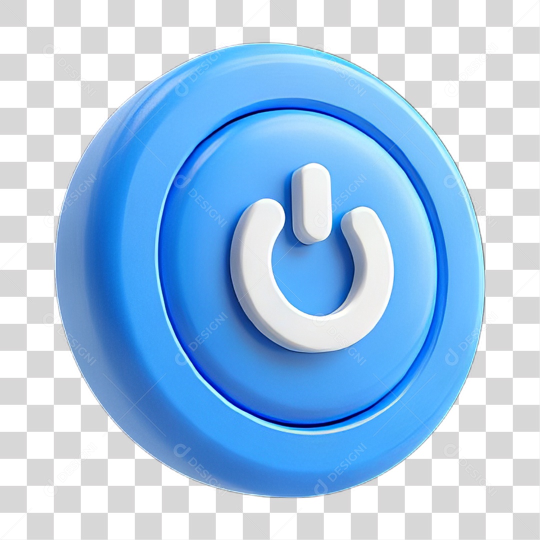 Ícone 3D Botão Power PNG Transparente