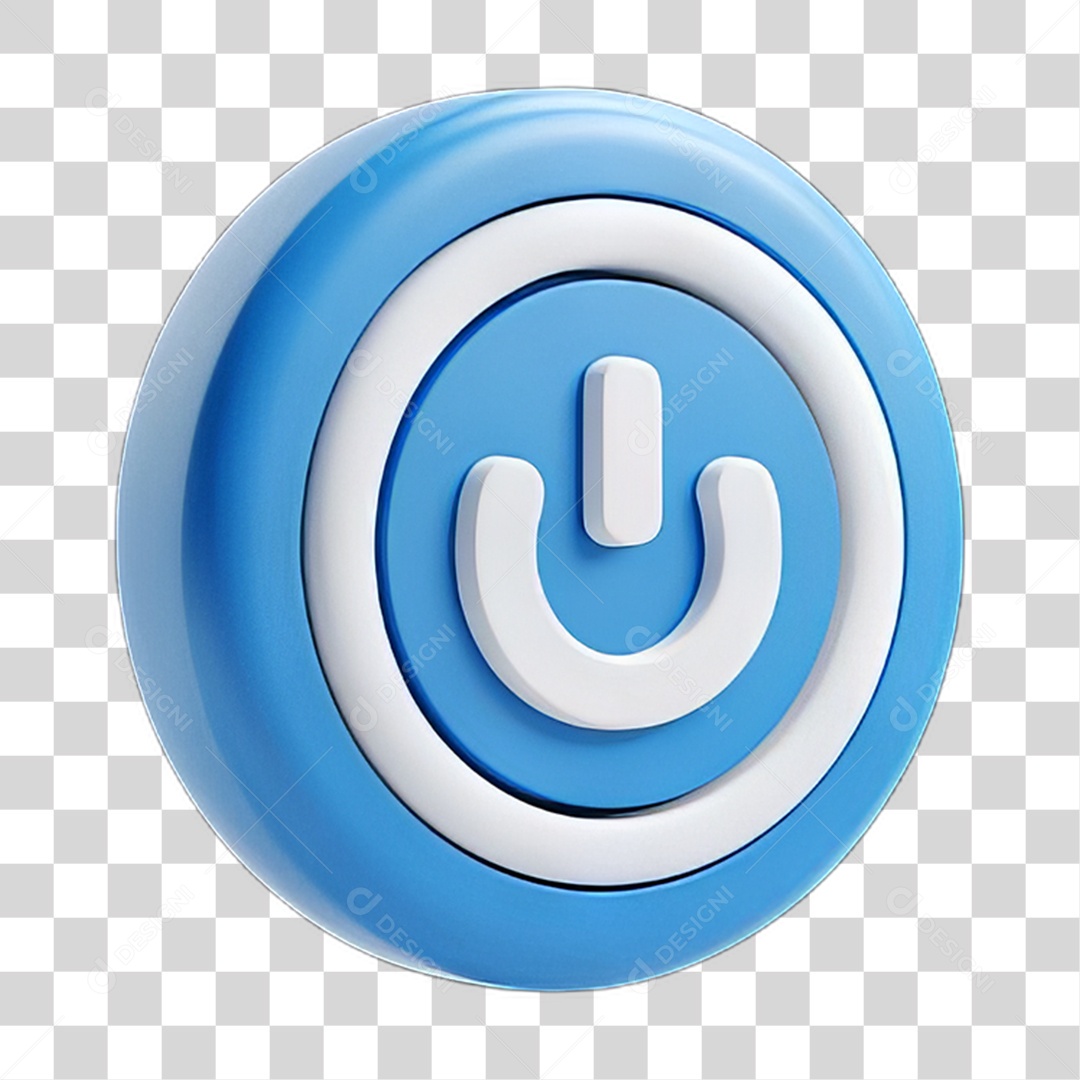 Ícone 3D Botão Power PNG Transparente
