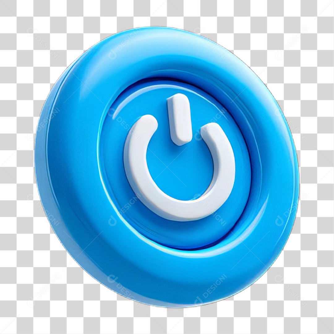 Ícone 3D Botão Power PNG Transparente