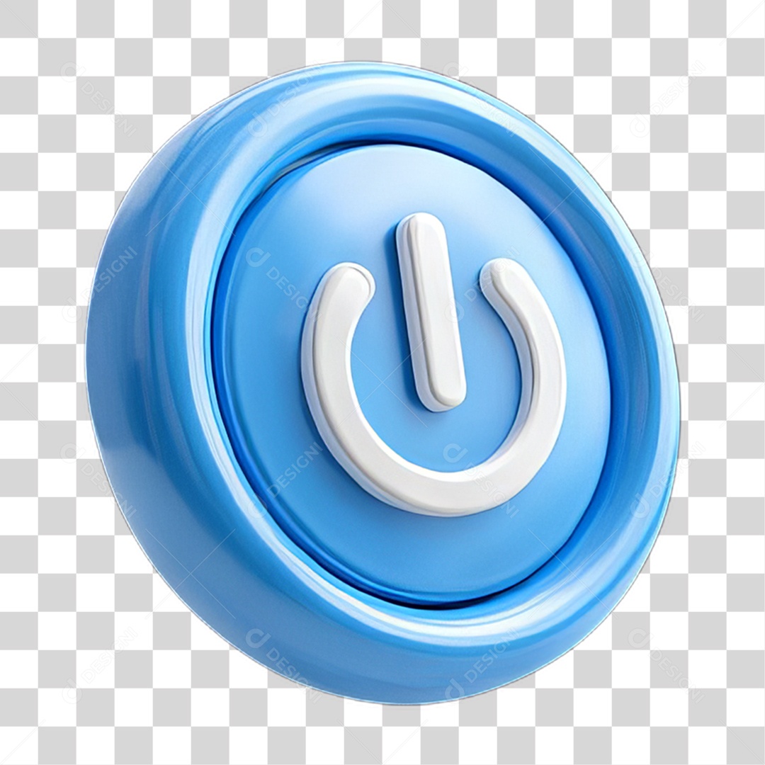 Ícone 3D Botão Power PNG Transparente