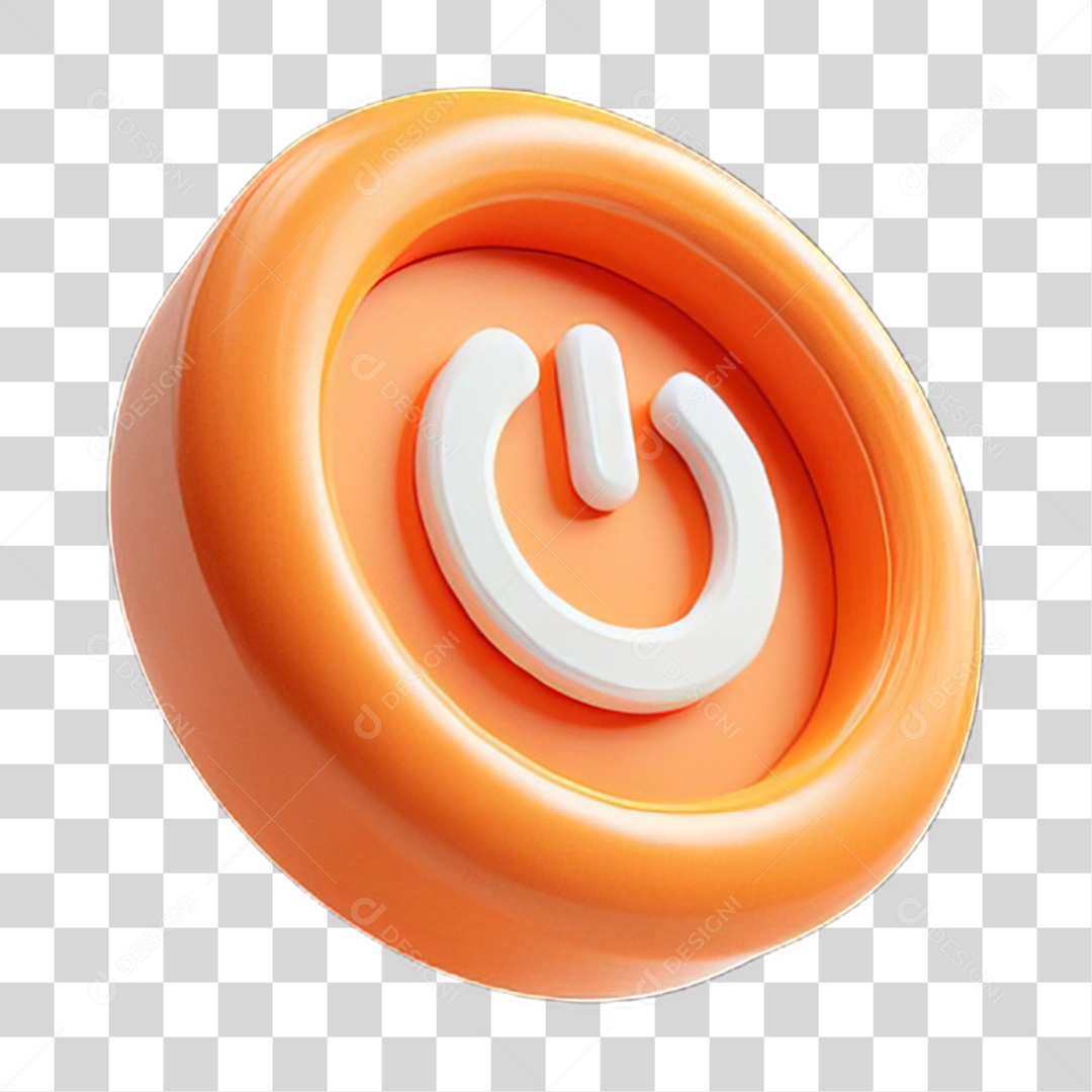 Ícone 3D Botão Power PNG Transparente