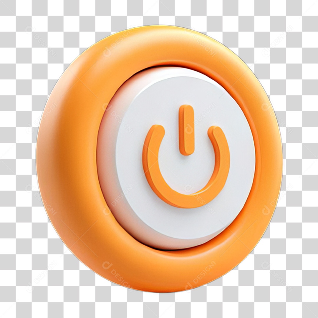 Ícone 3D Botão Power PNG Transparente