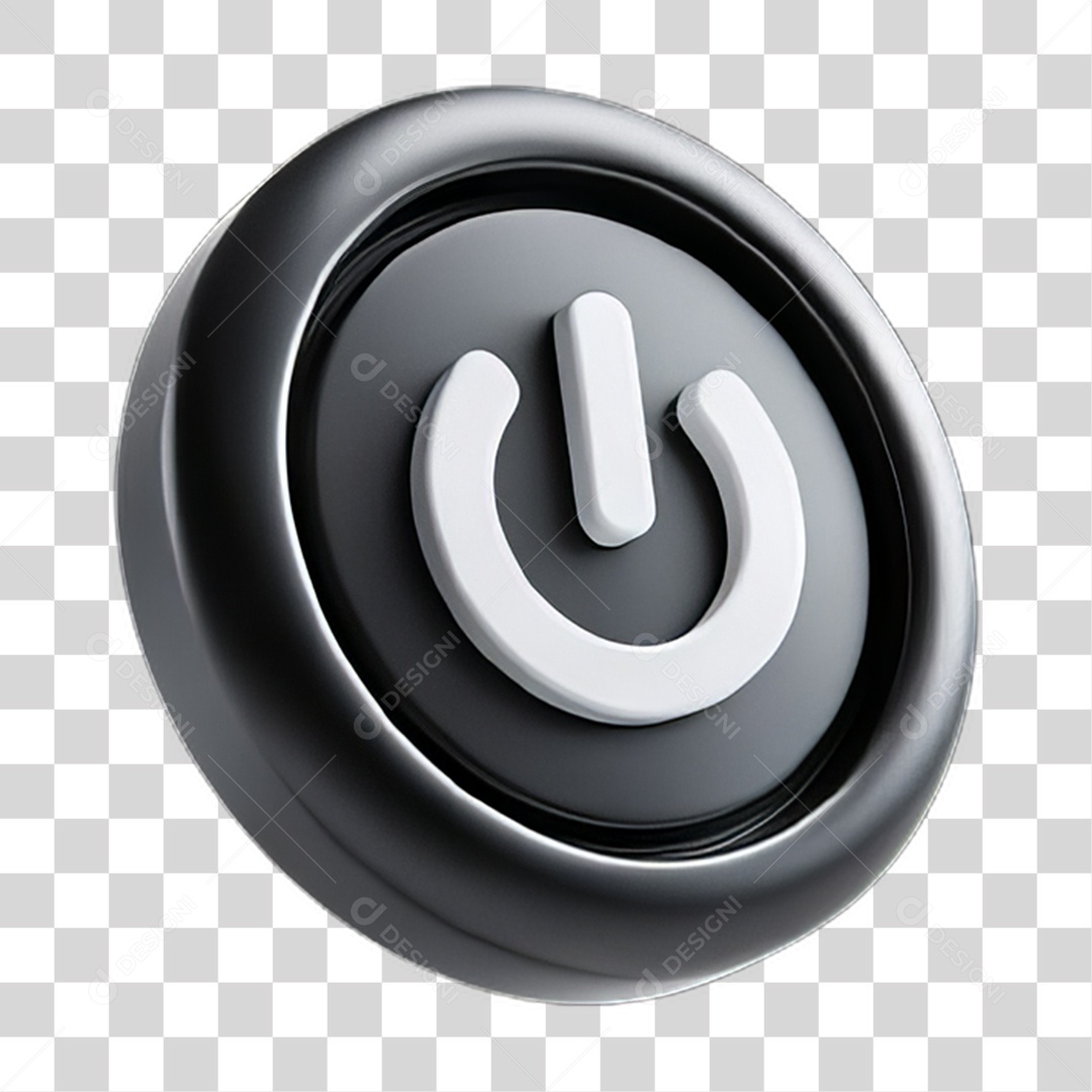 Ícone 3D Botão Power PNG Transparente
