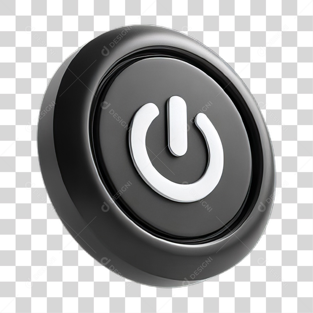 Ícone 3D Botão Power PNG Transparente