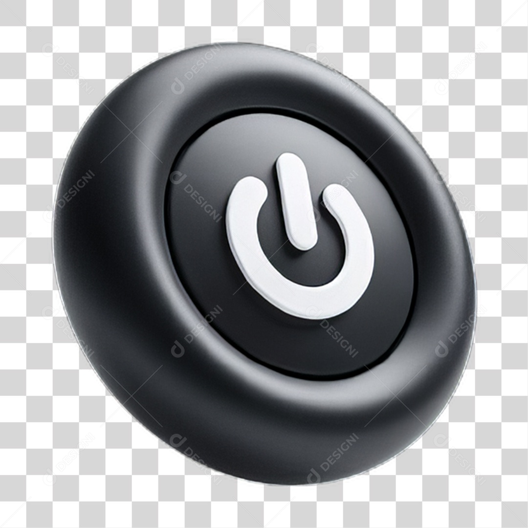 Ícone 3D Botão Power PNG Transparente