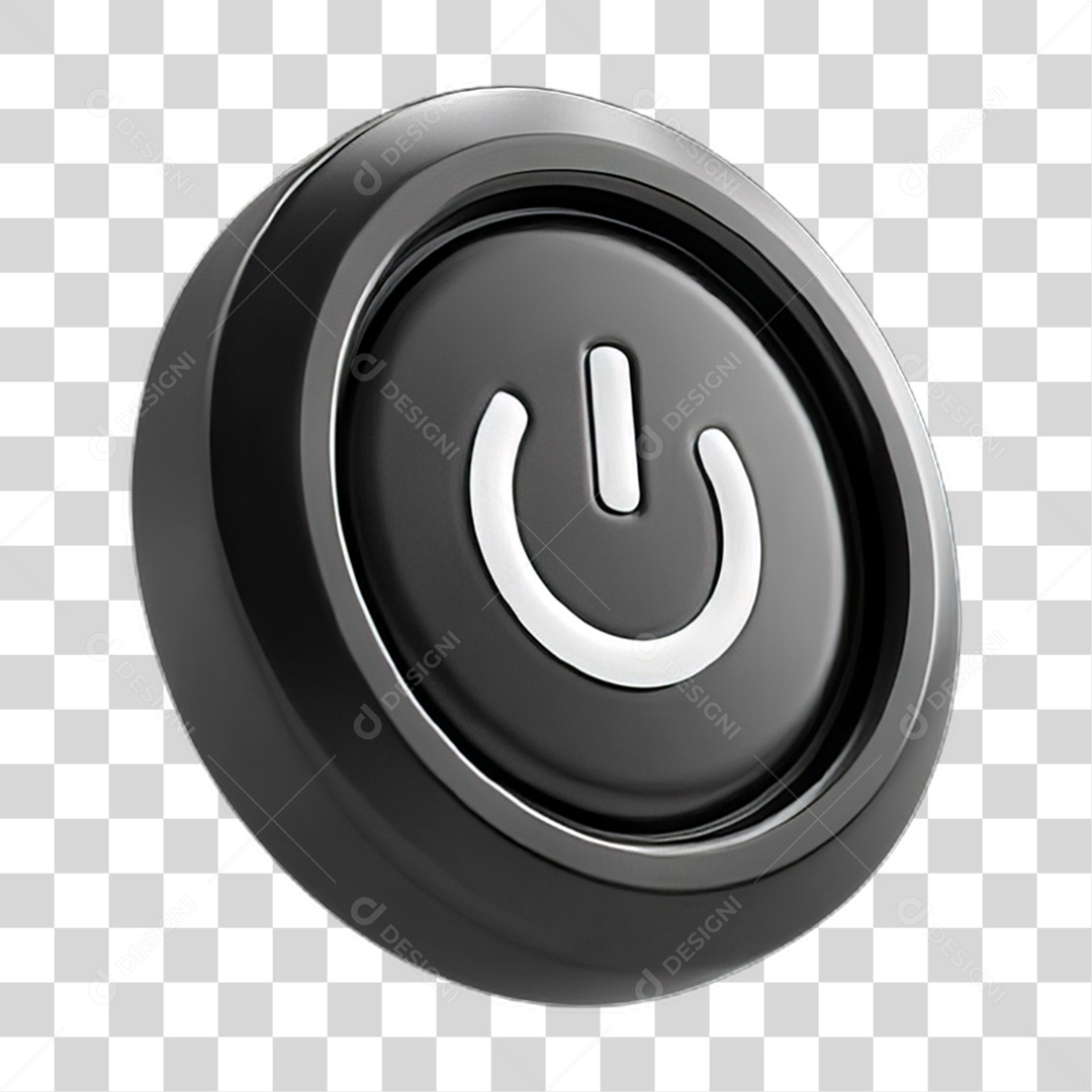 Ícone 3D Botão Power PNG Transparente