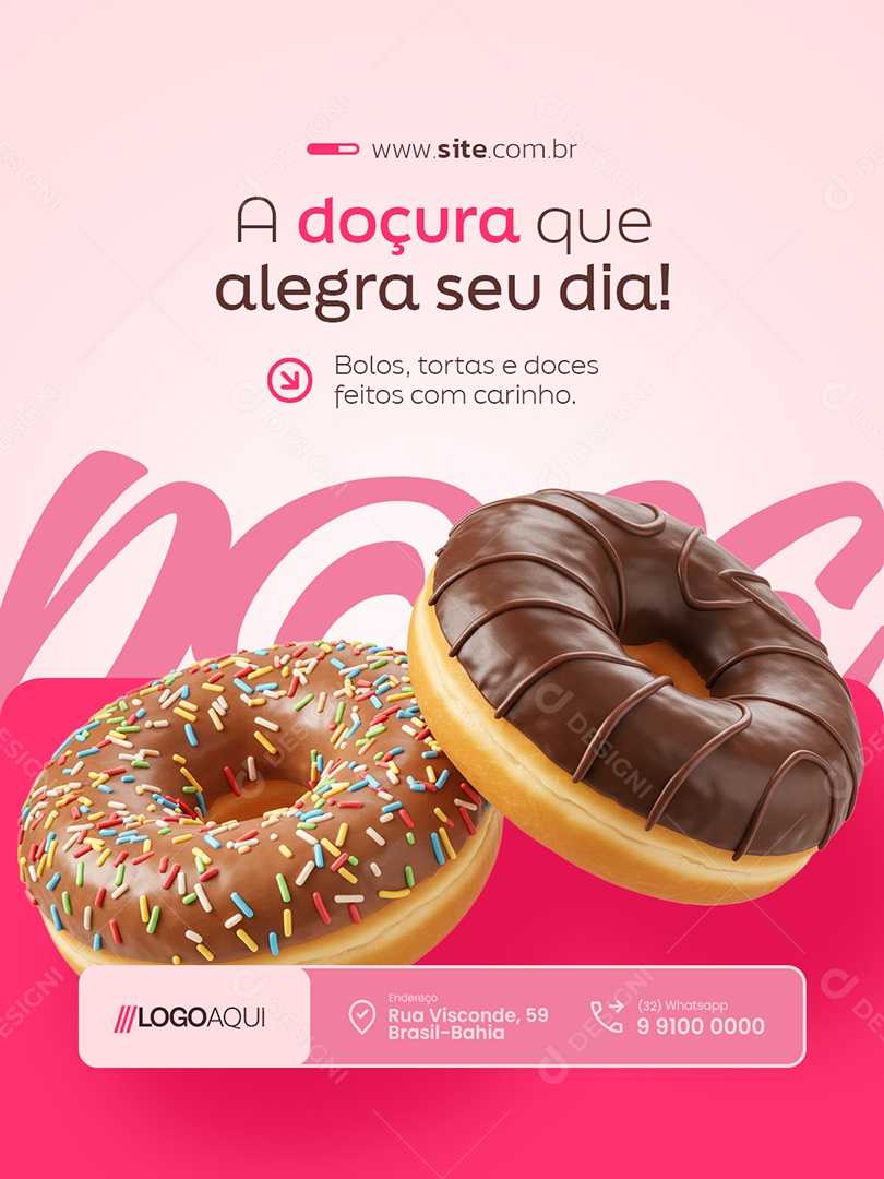 Doceria A Doçura Que Alegra Seu Dia Social Media PSD Editável