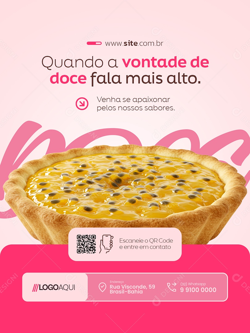 Doceria Quando a Vontade de Doce Fala Mais Alto Social Media PSD Editável