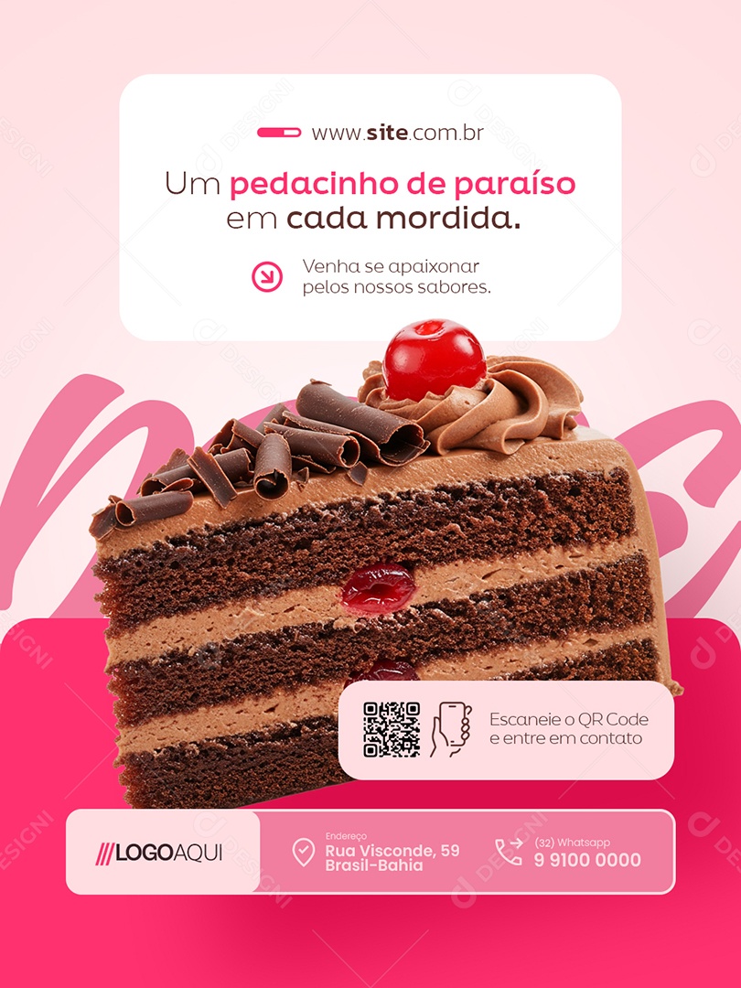 Doceria Um Pedacinho de Paraíso em Cada Mordida Social Media PSD Editável