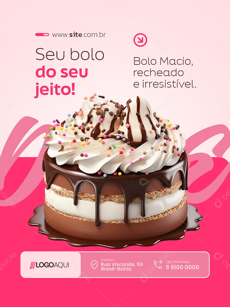 Doceria Seu Bolo do Seu Jeito Social Media PSD Editável