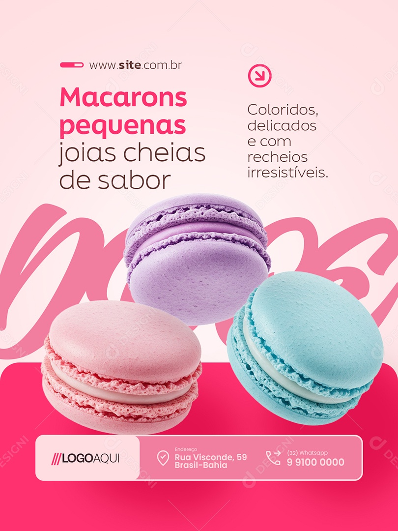 Doceria Macarons Pequenas Social Media PSD Editável