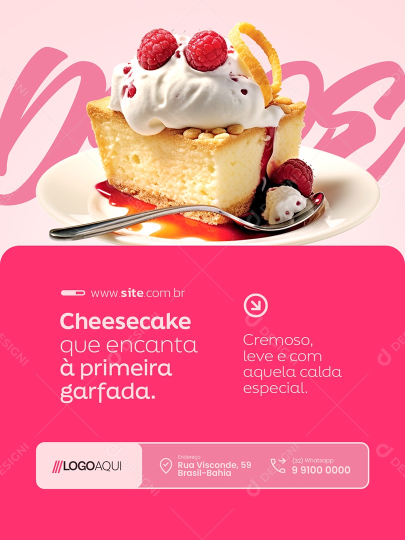 Doceria Cheesecake Que Encanta à Primeira Garfada Social Media PSD Editável
