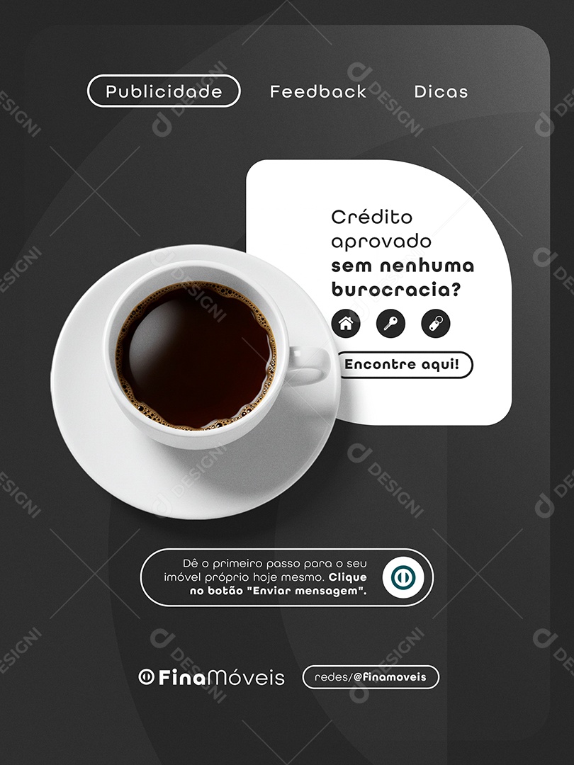 Post Financiamento de Imóveis Crédito Aprovado Feed Social Media PSD Editável